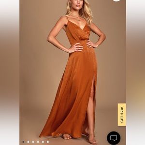 Constantine Rust Orange Satin Maxi Dress
